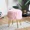 Faux Fur Vanity Chair Makeup Stool Furry Padded Seat Round Ottoman